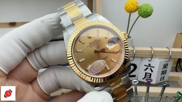 高仿勞力士Rolex-日誌型41 間金香檳金盤
