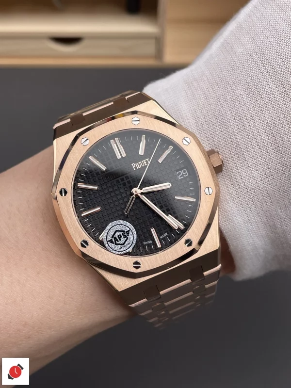 高仿AP-愛彼 皇家橡樹系列 15510 玫瑰金黑盤 41MM