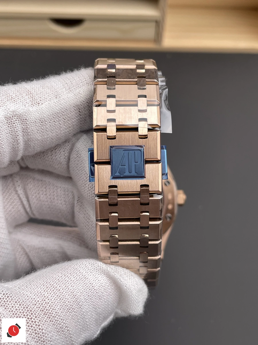 高仿AP-愛彼 皇家橡樹系列 15510 玫瑰金黑盤 41MM