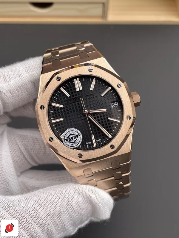 高仿AP-愛彼 皇家橡樹系列 15510 玫瑰金黑盤 41MM