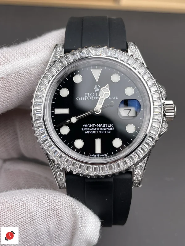 高仿勞力士Rolex 遊艇系列 白金滿鑽黑盤 42MM