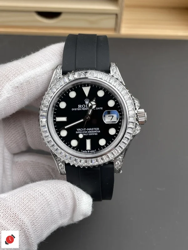 高仿勞力士Rolex 遊艇系列 白金滿鑽黑盤 42MM