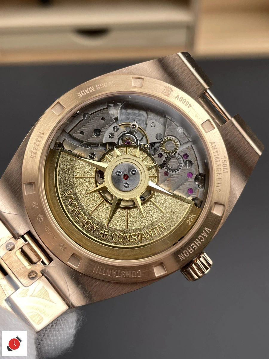 高仿江詩丹頓 縱橫四海系列 Vacheron Constantin 4500V 玫瑰金藍盤
