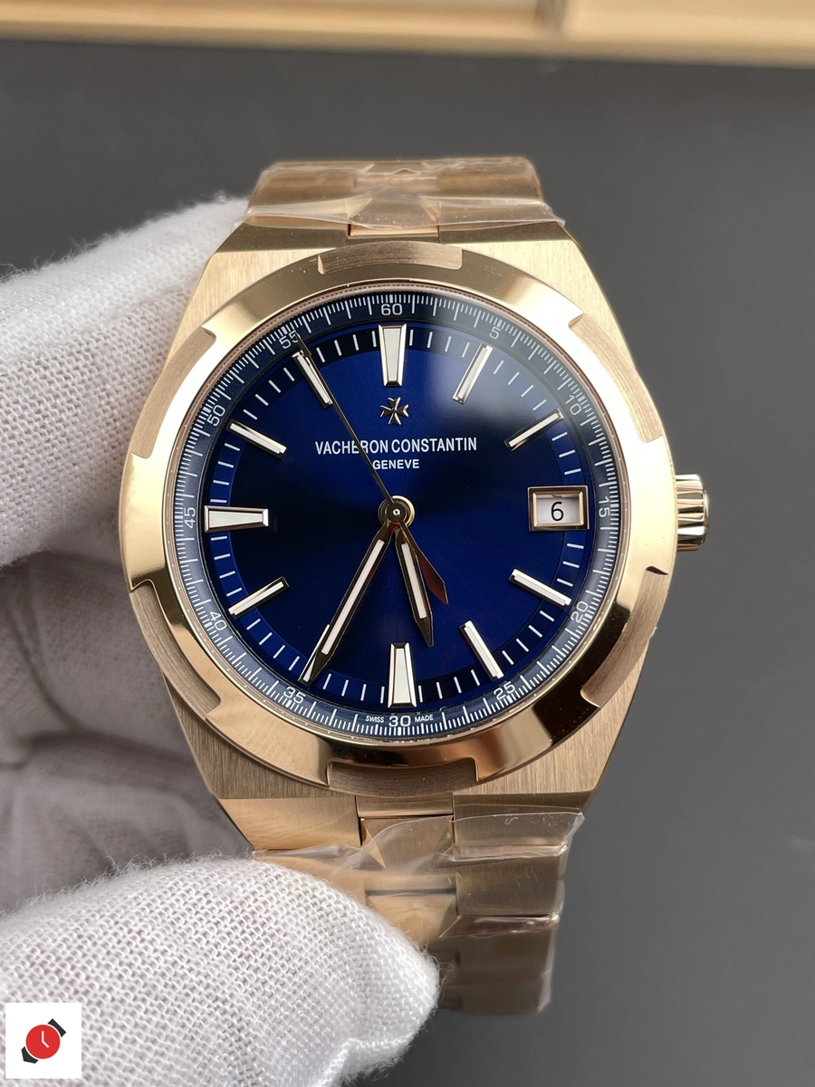 高仿江詩丹頓 縱橫四海系列 Vacheron Constantin 4500V 玫瑰金藍盤