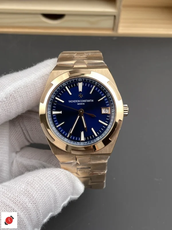 高仿江詩丹頓 縱橫四海系列 Vacheron Constantin 4500V 玫瑰金藍盤