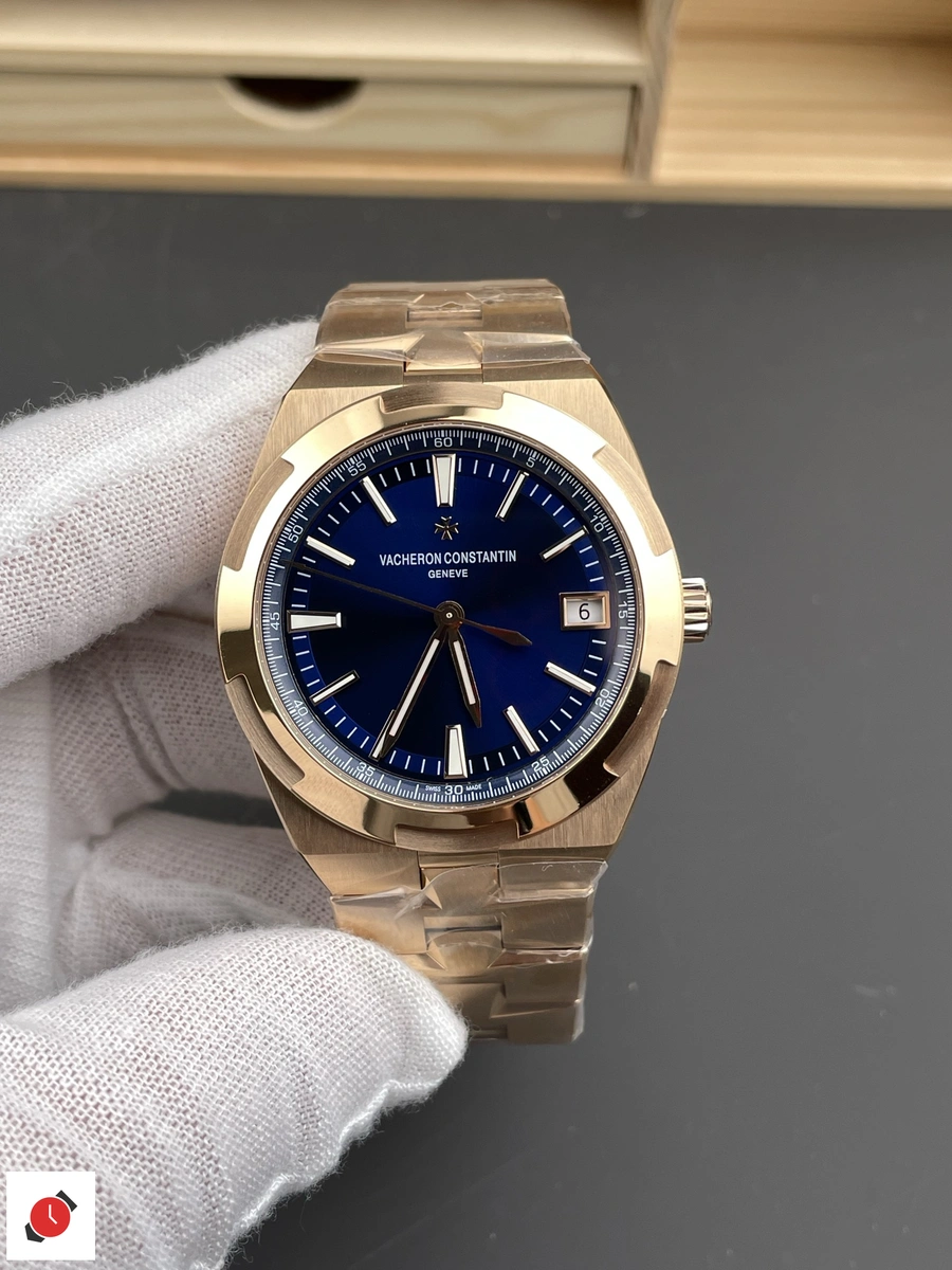 高仿江詩丹頓 縱橫四海系列 Vacheron Constantin 4500V 玫瑰金藍盤