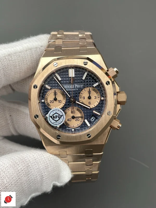 高仿AP-愛彼 皇家橡樹系列 26240 玫瑰金藍棕盤 41MM