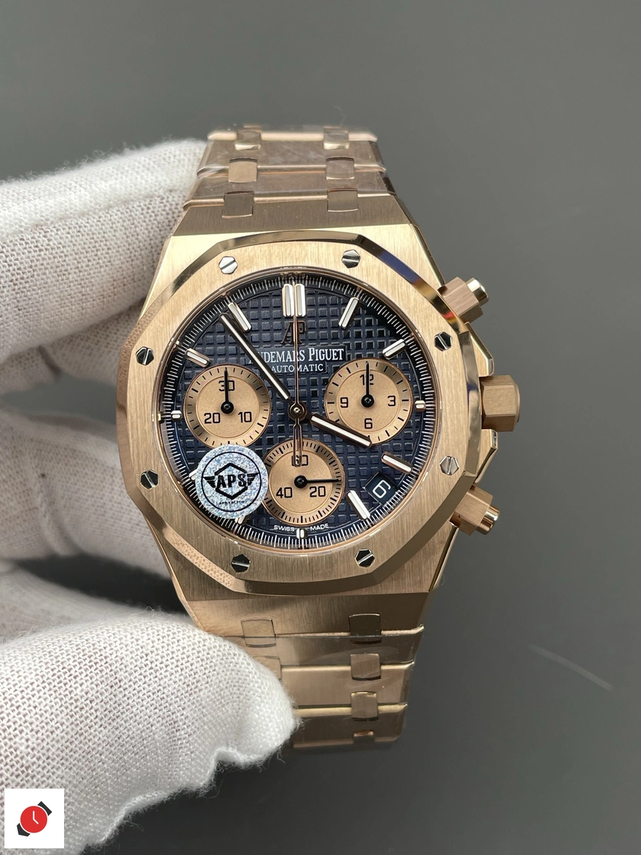 高仿AP-愛彼 皇家橡樹系列 26240 玫瑰金藍棕盤 41MM