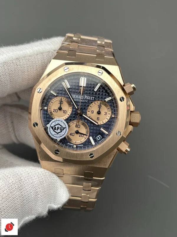 高仿AP-愛彼 皇家橡樹系列 26240 玫瑰金藍棕盤 41MM