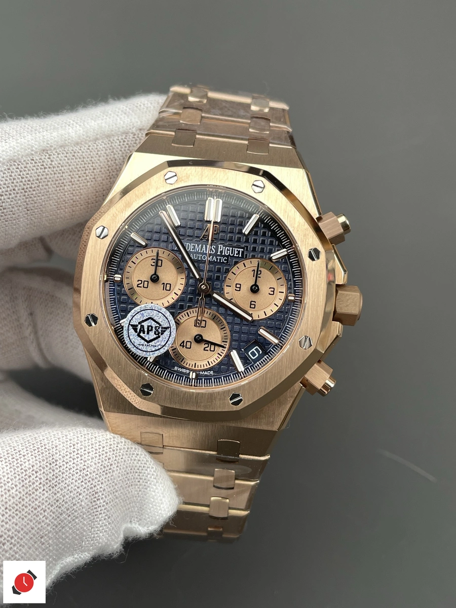 高仿AP-愛彼 皇家橡樹系列 26240 玫瑰金藍棕盤 41MM