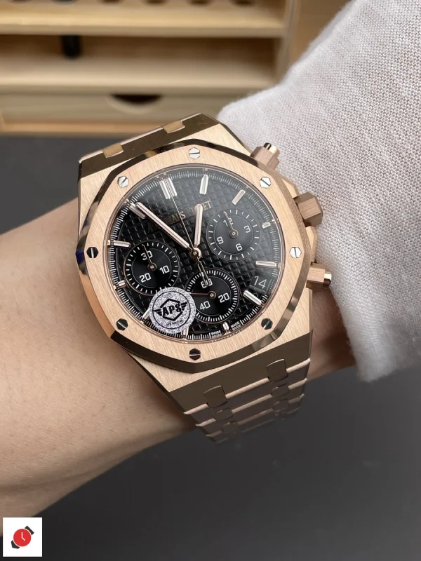 高仿AP-愛彼 皇家橡樹系列 26240 玫瑰金黑盤 41MM
