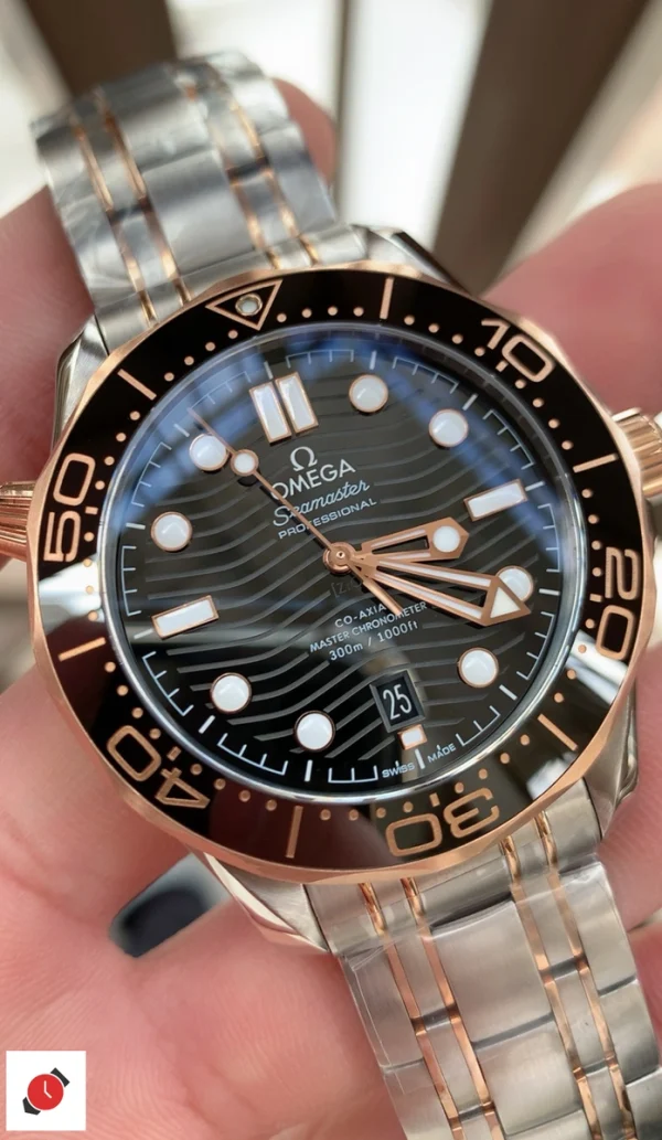 高仿歐米茄-Omega 海馬300系列 玫瑰金黑盤 42MM