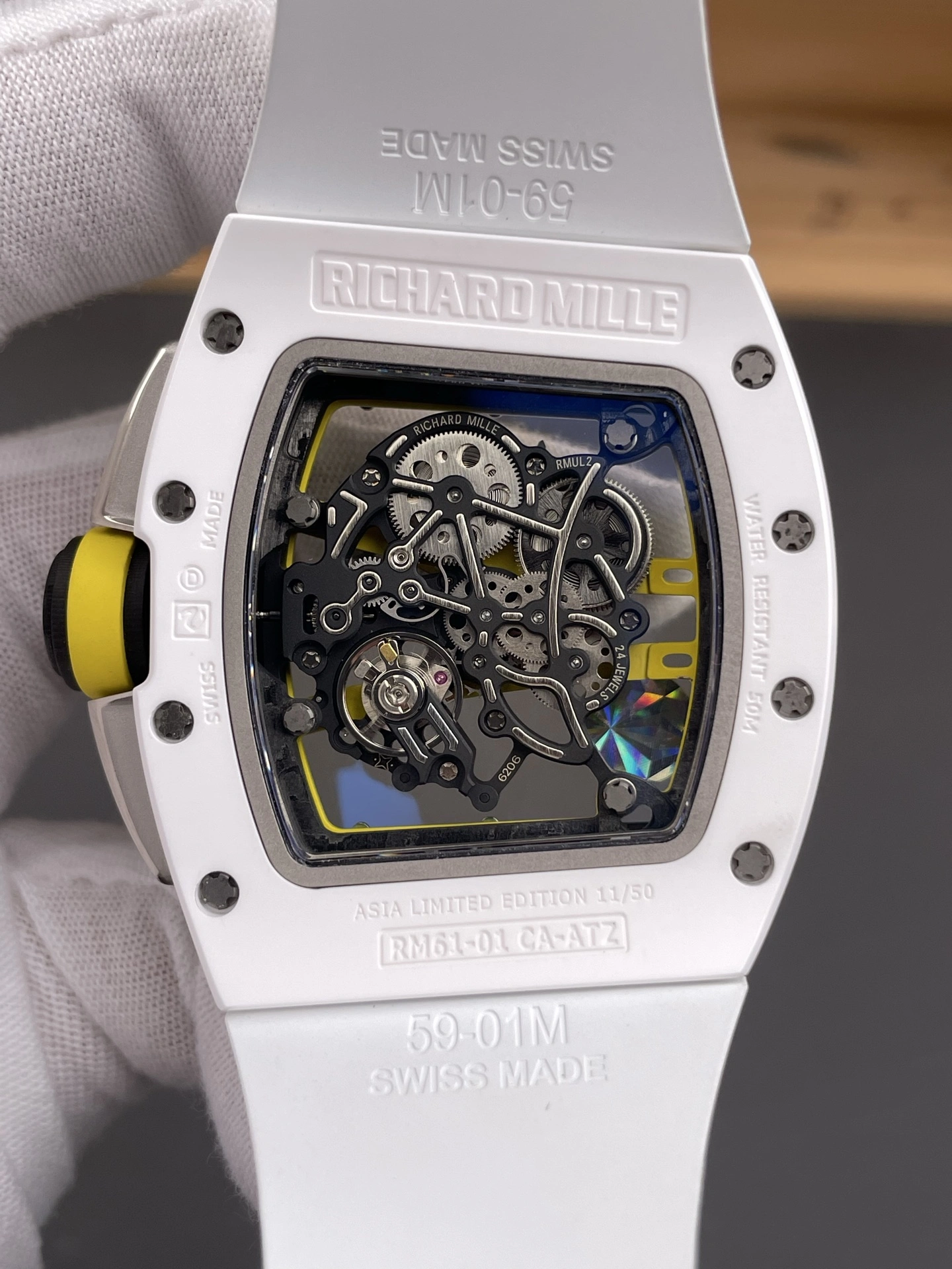 高仿理查德·米勒 Richard Mille RM61-01 白陶瓷綠跑道