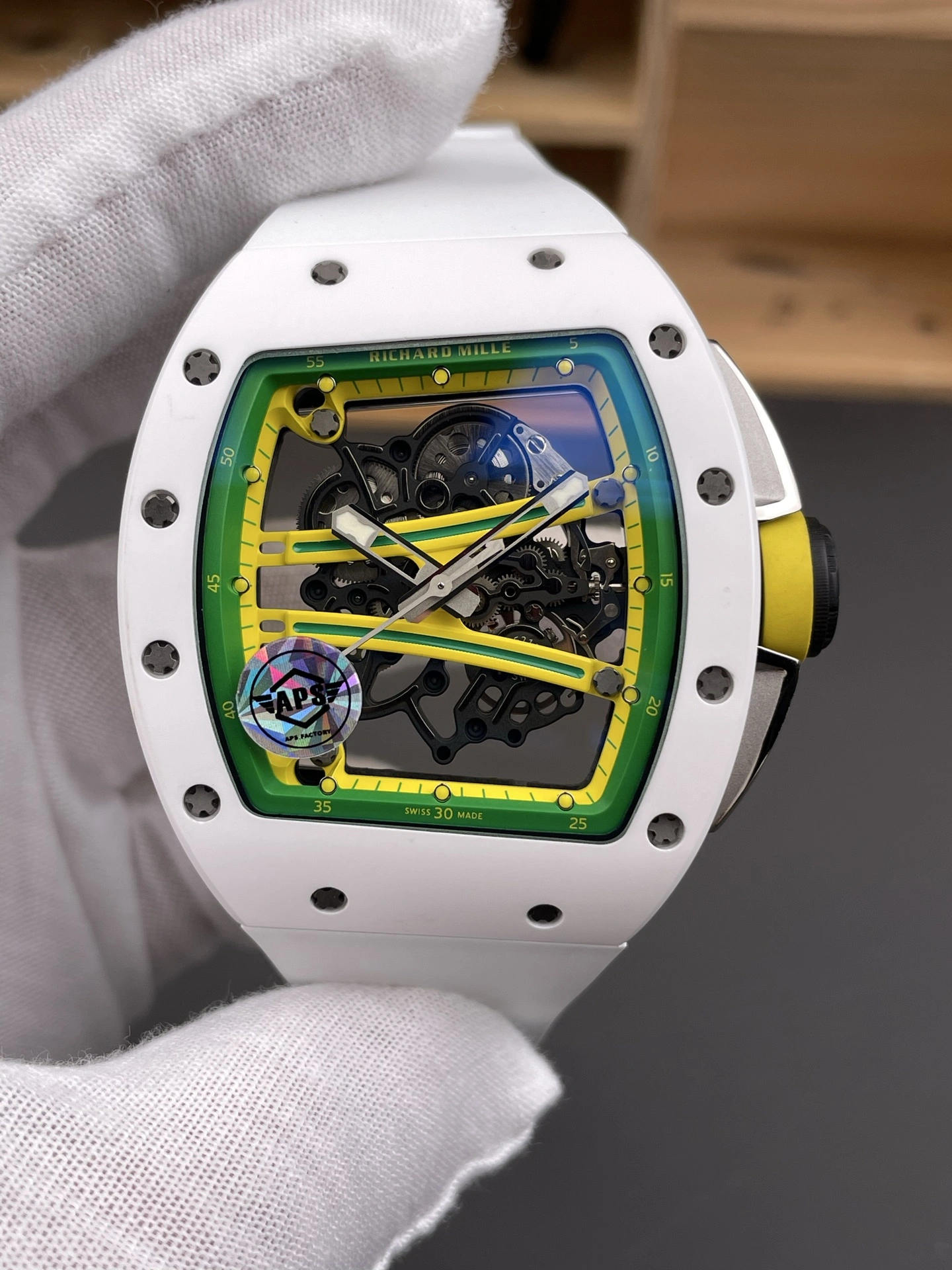 高仿理查德·米勒 Richard Mille RM61-01 白陶瓷綠跑道