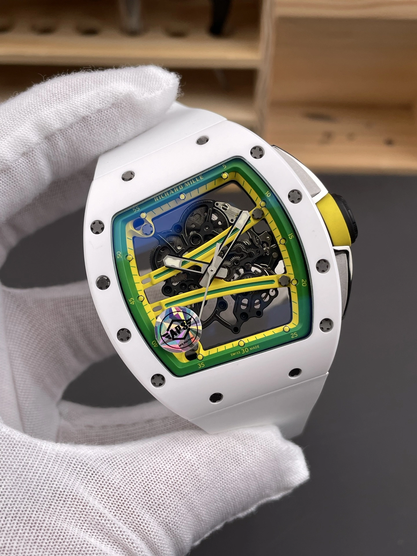 高仿理查德·米勒 Richard Mille RM61-01 白陶瓷綠跑道