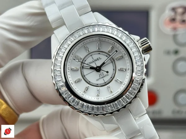 高仿香奈兒Chanel-J12 白色陶瓷方鑽 33MM