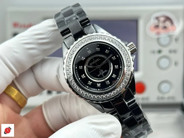 高仿香奈兒Chanel-J12 黑陶瓷鑲鑽 33MM