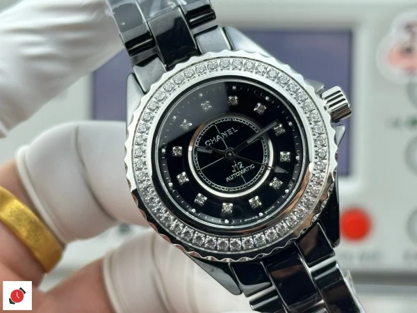 高仿香奈兒Chanel-J12 黑陶瓷鑲鑽 33MM
