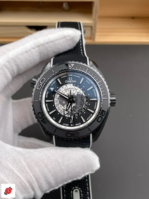 高仿歐米茄-Omega 海馬600系列 世界時區 陶瓷腕錶 黑盤