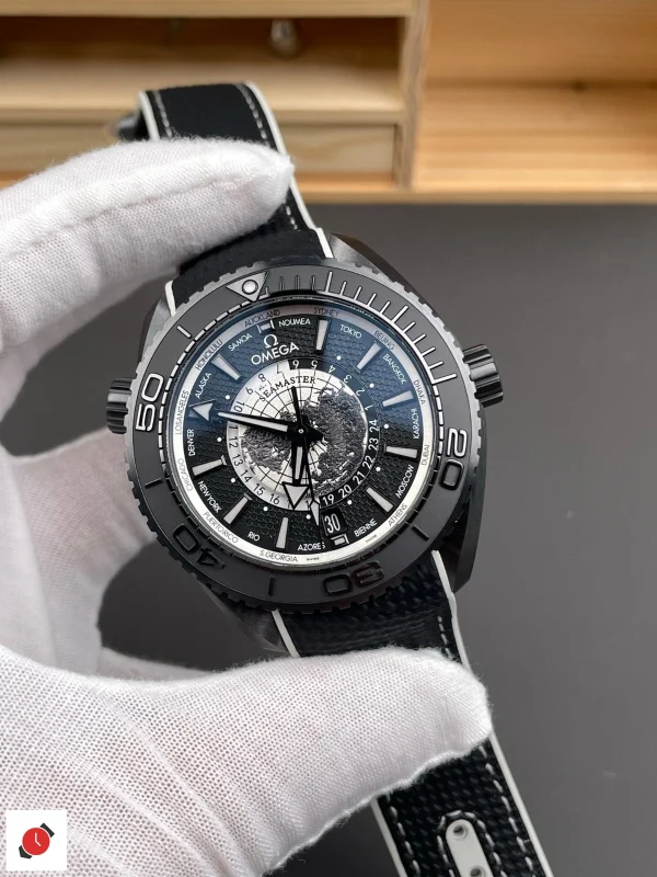高仿歐米茄-Omega 海馬600系列 世界時區 陶瓷腕錶 黑盤